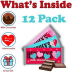 Hershey Valentine's Exchange Heart Chocolate Bars, 12 Pack, Individually Wrapped Addressable Milk Chocolate Candy Bars in Pink and Red Heart Adorned Wrapping, Snack Size 1.55 oz., Classroom and Friendship Valentine's Day Gift