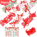 STEFORD Christmas Candy Paper Gift Boxes, 24PCS Christmas Candy Gift Treat Bags with Red Ribbon for Xmas Party Supplies