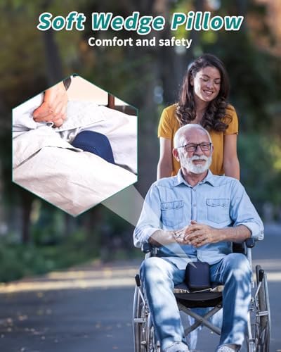 Anti-slip Wheelchair Cushion with Pommel Wedge and Seat Belt for Enhanced Comfort and Stability- Designed for Pressure Relief, Removable Breathable Cover, Ideal for Wheelchair Users (18.5 x 16.9 inch)