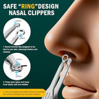 FVION Nose Hair Trimmer Tweezers - Nasal Clippers for Men/Women Stainless Steel, Round-Tip Nose & Ear Hair Clippers for Safety and Precision, Universal Manual Facial Hair Clippers