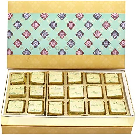 Ghasitaram Gifts Diwali Gifts Diwali Sugarfree Chocolates - 5 Part Print 18 Pcs Sugarfree Chocolates Box