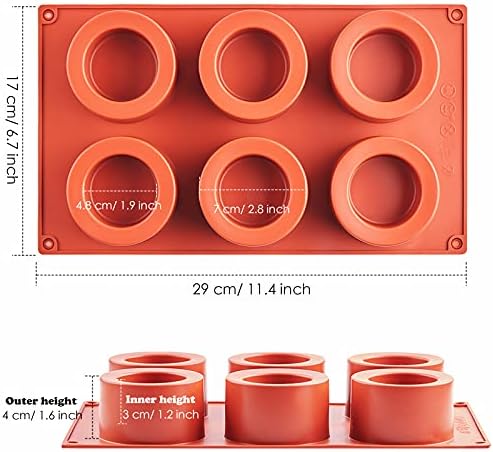 JOERSH 2Pcs Chocolate Candy Mold Silicone Round Molds for Baking Muffin Cake, Dessert, Cookie, Food Bowl, Shot Glass Ice Molds for Freezer