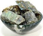 HQRP Labradorite Rough Stone Natural Spectrolite Crystal Cab Azure Flash Feldspar Mineral Rock for Carving from Madagascar - 5PCS