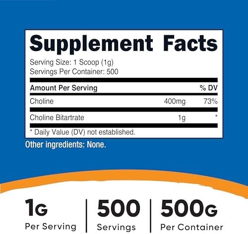 Nutricost Pure Choline Bitartrate Powder 500 Grams