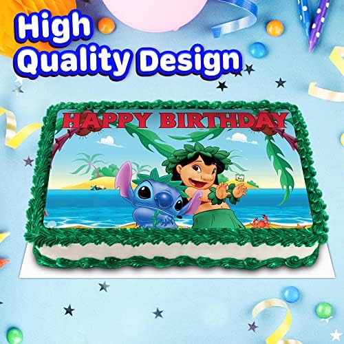 8.3 x 11.7 Inch Edible Square Cake Toppers – Lilo Kids Fun Themed Birthday Party Collection of Edible Cake Decorations