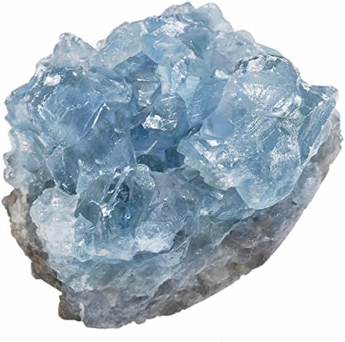 rockcloud Natural Raw Blue Celestite Mineral Healing Crystal Cluster Geode Irregular Home Decoration Gemstone Specimen Large, 2.(Approx 160-220 Gram)