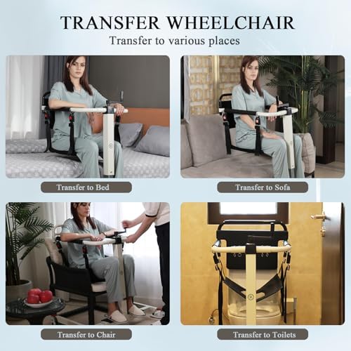 Patient Lift Transfer Chair, Patient Lift Wheelchair for Home, Portable Patient Lift for Car, Patient Lift Aid, Bathroom Wheelchairs Transfer Chairs for Seniors, 275lbs (Without Bedpan)