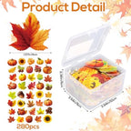 280pcs Autumn Edible Cake Decorations, Sticky Rice Paper Material Edible Fall Themed Cupcake Topper Include Maple Leaf Pumpkin Sunflower Hazelnut Acorns Patterns for Baking Food(40 Styles)