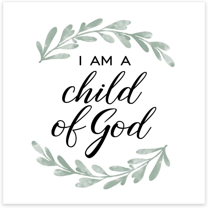 Child Of God Beverage Napkins / 48 Christian Cocktail Napkins/Modern Religious Olive Branch Greenery Design / 4 3/4" x 4 3/4" Baptism Communion Confirmation Easter 3 Ply Napkins/Made In The USA