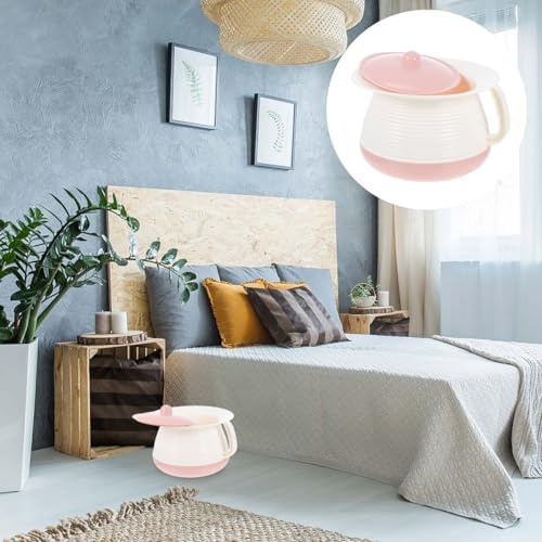 Chamber Pot, Urine Pot with Lid Spittoon Urine Pot Potty Pee Bucket Portable Toilet Urinal Bottle Plastic Urinal for Women Men Adult Elder Toddler Disabled (Pink)