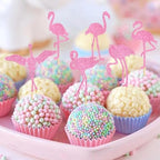 24Pcs Flamingo Cupcake Toppers Tropical Flamingo Summer Hawaii Theme Party Birthday Wedding Party Cake Decorative Supplies