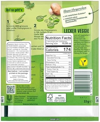 Knorr Fix creamy mushrooms (Rahm-Champignons) (Pack of 4)