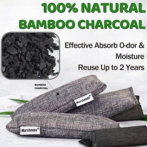 Marsheepy 6 Pack Activated Charcoal Odor Absorber Bags, Shoe Deodorizer insert and Shoe Odor Remover, 100% Natural Shoes Smell Remover，Shoe Odor Eliminatorr (60g X 6 PACK)