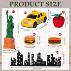 9 Pcs New York Cake Decorations New York Party Decorations Mini Statue of Liberty Yellow Taxi Apple Skyscraper Borders Hot Dogs for American Theme Party Birthday NYC Souvenirs Gift
