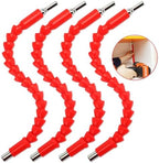 Inwell 4 Pack Flexible Drill Bit Extension, 11.6 inch Superbit Screwdriver Soft Shafts,360 Degrees Drill Extension Tools-Red