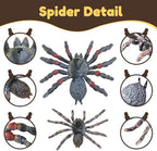 Realistic Fake Spiders, 2pcs Plastic Spider Toys Figures with Giant Whiteknee Tarantula, Educational Insect Animal Figures for Kids Toddlers, Halloween Decoration Prank Props