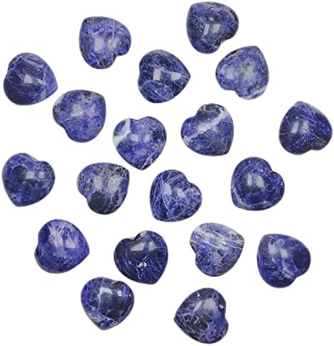 10PCS 1in Natural Sodalite Crystal Hearts Bulk Carved Polished Love Puff Stones for Palm Pocket Worry Gemstones