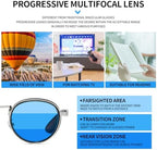 JOLLYNOVA HD7 Progressive Multifocal Reading Glasses CC530, No-Line Readers, Blue Light Blocking, Near to Far Vision