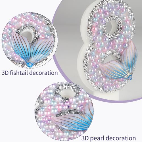 Girls' Glitter Mermaid Tail Candles & Cake Toppers - Happy 6th Birthday Morning