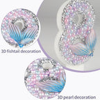 Girls' Glitter Mermaid Tail Candles & Cake Toppers - Happy 6th Birthday Morning