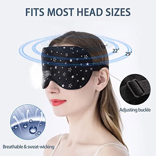townssilk 100% silk sleep mask with adjustable strap,comfortable and super soft eye mask ultimate sleeping aid,blindford silver stars