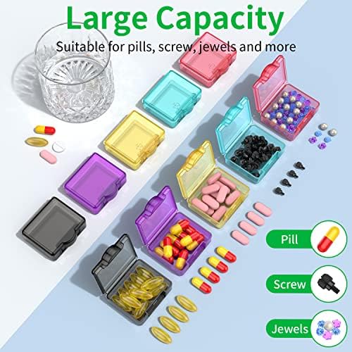 Cute Small Travel Pill Box, Urekt 10 pcs Mini Pocket Pill Organizer Daily Single Pill Containers Portable Medicine Holder for Purse Vitamin Fish Oil Supplements