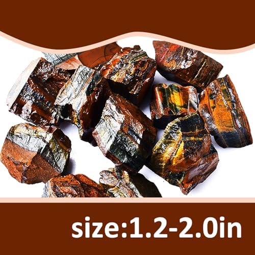 Raw Crystals, Large 1.2-2.0" Healing Crystal Natural Rough Stones for Intuition,Chakra,Meditation,Decoration,Polishing,Energy Work (Tiger's Eye, 3.5oz-1.2-2.0"raw Crystals)