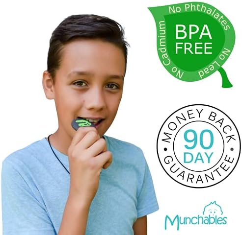 Munchables Dinosaur Skull Sensory Chew Necklace – Chewy Fidget Toy for Adults, Boys and Girls (Red)