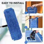 BeiLan 3 Pack 24 Inch Microfiber Dust Mop Head, Medium Washable Commercial Sweeper and Janitorial, Blue