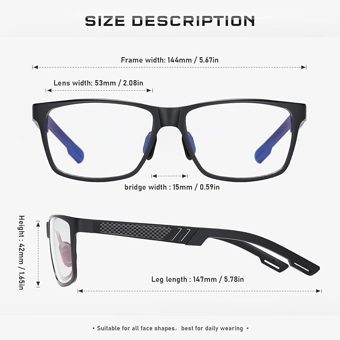 Blue Light Blocking Glasses for Men/Woman Gaming Computer Screen Glasses Metal Frame Eyeglasses, A02