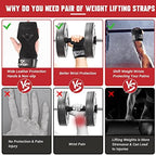 COFOF Weight Lifting Wrist Strap, Double Layer Leather Wrist Strap for Deadlift and Powerlifting, Adjustable Neoprene Padded Gym Workout Lifting Hooks (Pair)