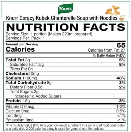 Knorr Hot Cup Chanterelle Soup with Noodles Instant Soup Goracy Kubek, 14g (Pack of 5)