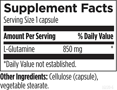 Designs for Health L Glutamine Capsules - 850mg Vegetarian Amino Acids Supplement to Support Muscle Recovery, Digestive, Immune + Gut Health - Non-GMO + Gluten Free (120 Capsules)
