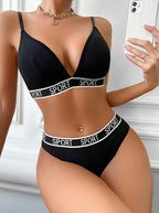 Women's Bra and Panty Set Wireless Ribbed Stretchy Breathable Bralette and Brief Matching Set Outfits