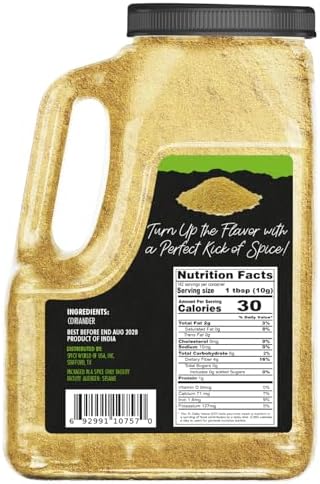 Coriander Powder 5 LB Bulk Jar - All Natural, Pure, Bulk Corriander Seeds Ground, No Preservatives & Freshly Packed by Spicy World