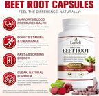 Beetroot 1300mg, Nitric Oxide Support Formula with Beet Root Extract, Vitamin C & Black Pepper, Plant-Based Daily Wellness Supplement, 60 Vegan Capsules