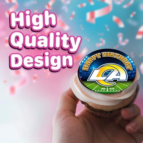 30 x Edible Cupcake Toppers – Los Angeles Football Team Themed Collection of Edible Cake Decorations | Uncut Edible on Wafer Sheet
