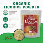 JIVA Organic Licorice Root Powder 7 Ounce - Glycyrrhiza glabra - Mulethi - Yashtimadhu - Non-GMO