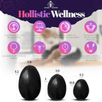 Kegel Weights for Women - Set of 3 Black Obsidian Eggs | Pelvic Floor Exercise Devices for Tightening, Postpartum Recovery & Prolapse Support | Huevo de Obsidiana Negra Yoni with String & Guide