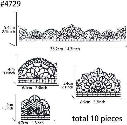 Large Pre-Made Ready to Use Edible Cake Lace Trim Variation Black 14-inch 10-Piece Set