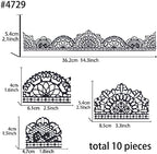 Large Pre-Made Ready to Use Edible Cake Lace Trim Variation Black 14-inch 10-Piece Set
