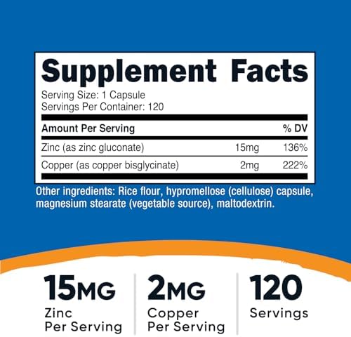 Nutricost Zinc + Copper Capsules (120 Servings)(15MG Zinc + 2MG Copper Per Serving) - Non GMO, Vegetarian
