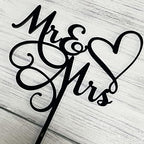 JIEEIN Mr & Mrs Cake Topper - Bride and Groom Sign Wedding, Engagement Cake Topper Decoration - Black Plastic