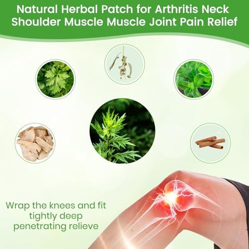 MQUPIN 24Pcs Knee Patches, Natural Kee Pain Relief Arthritis Patch Knee Patches for Pain Relief Bone on Bone for Knee, Back, Neck, Shoulder