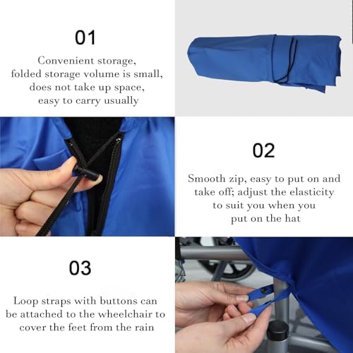 Wheelchair Rain Poncho,Universal Wheelchair Waterproof Poncho, Full Body Coverage Windproof and Rainproof, Reusable Poncho with Hood