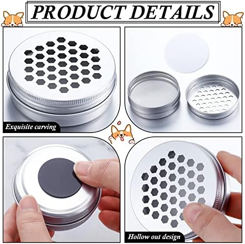 Oudain 12 Pack Dog Scent Work Tins, Dog Scent Training Box, Pet Nose Metal Container with 12 Magnetic Dots, Smell Training Kit Smell Canisters Aluminum Cans for Pet (Hexagon)
