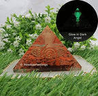 Amazing Gemstone Large Orgone Pyramid | Glow in Dark Red Jasper Pyramid Crystal | Angel Orgonite Pyramid | Organ Pyramids Positive Energy Healing