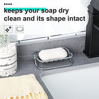 Patelai Soap Dish Stainless Steel Bathroom Bar Soap Holder for Shower Rust Proof Metal Self Draining Sponge Shelf Tray for Kitchen Sink(Classic Style)