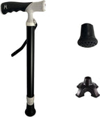 38Inch Telescopic Blind Cane - Height Adjustable Titanium Alloy Folding Hiking Cane for Elderly, with Four-Legged Crutch Head(A,97cm/38in)