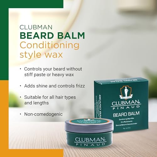 Clubman Pinaud Beard Balm – Nourishing & Conditioning Beard Balm for Men, Strong Hold, 2 oz